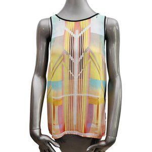 Clover Canyon Yellow Bateau Sleeveless Blouse Top Small